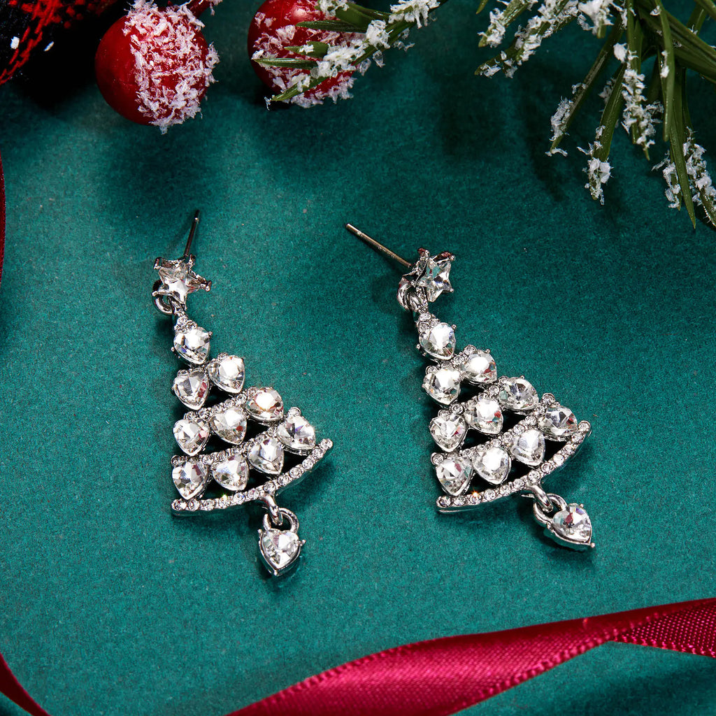 Creative Christmas Star Earrings with Rhinestones