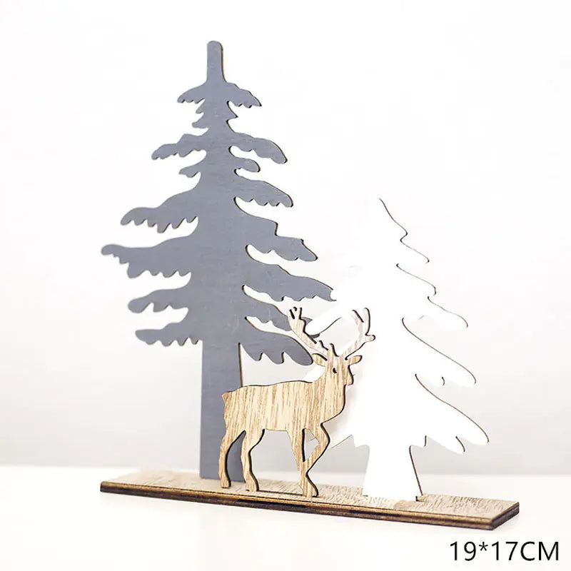 Wooden Christmas Reindeer Decorative Figure (Creative)