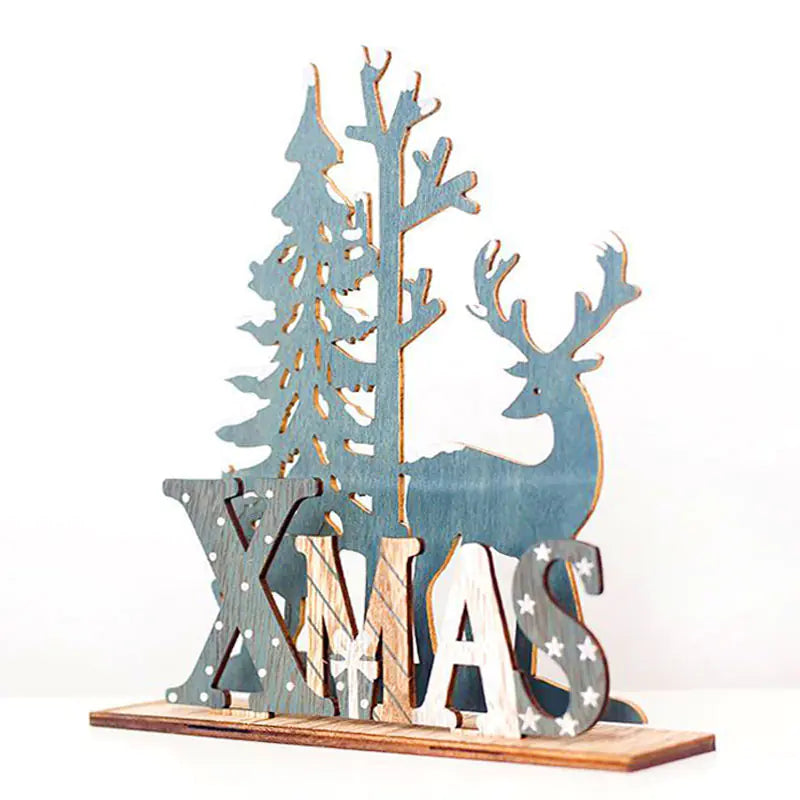 Wooden Christmas Reindeer Decorative Figure (Creative)