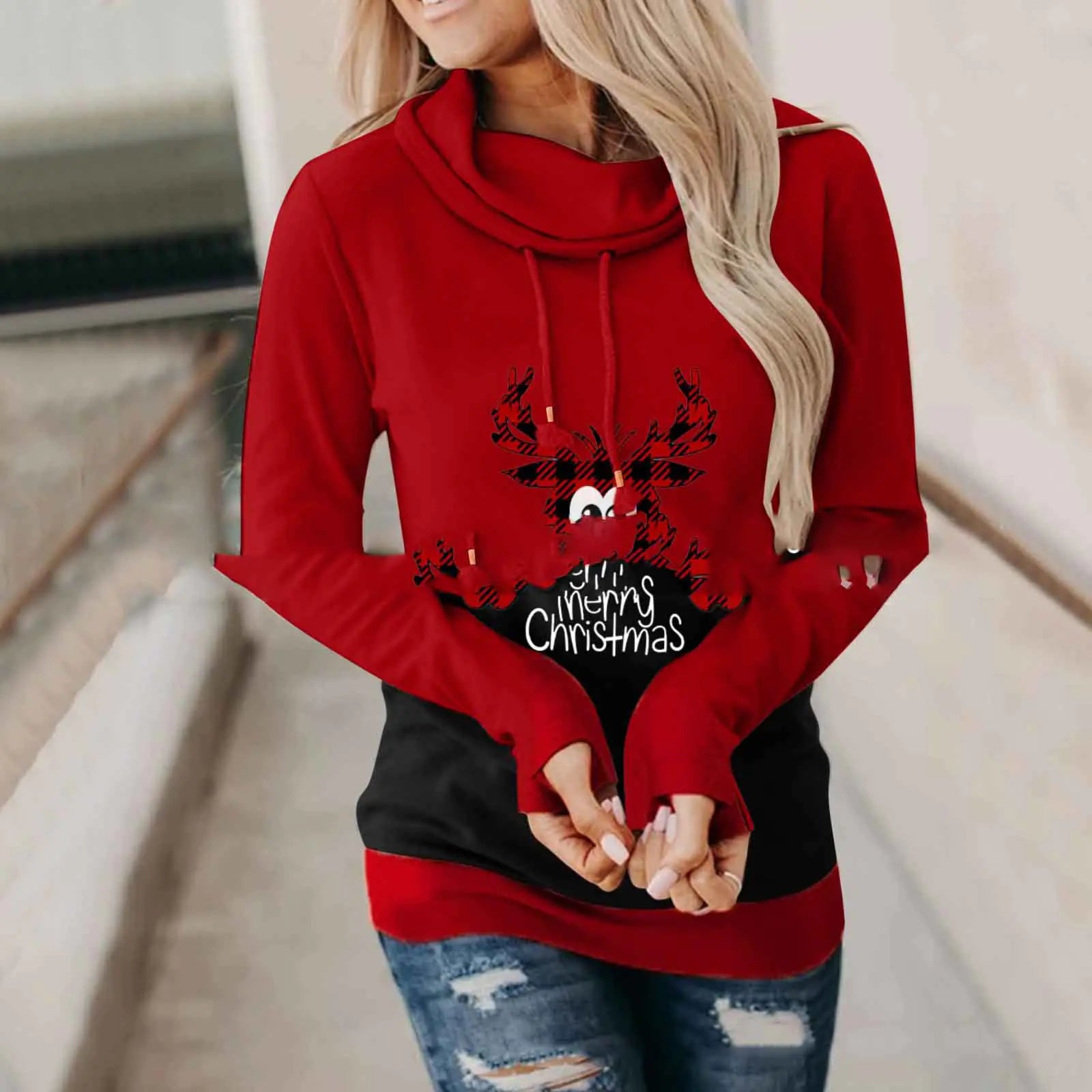 Christmas Hoodie Sweatshirt with Long Sleeves
