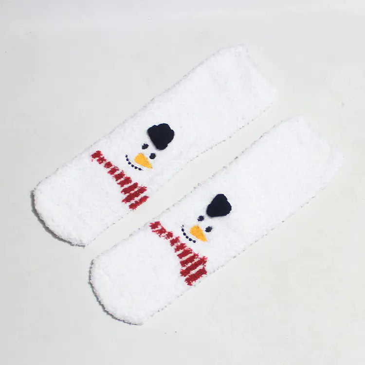 Christmas Cartoon Coral Fleece Terry Socks