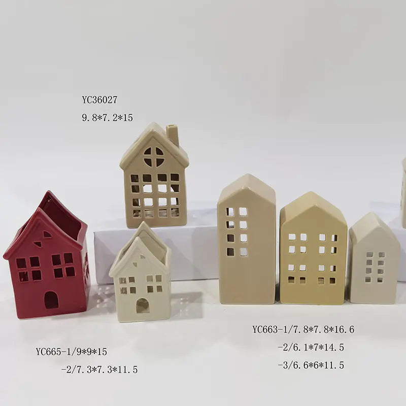 Creative Christmas Candle Holder with Glowing Ceramic House