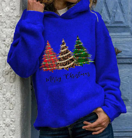 Merry Christmas Tree Hoodie - Plus Size Loose Top