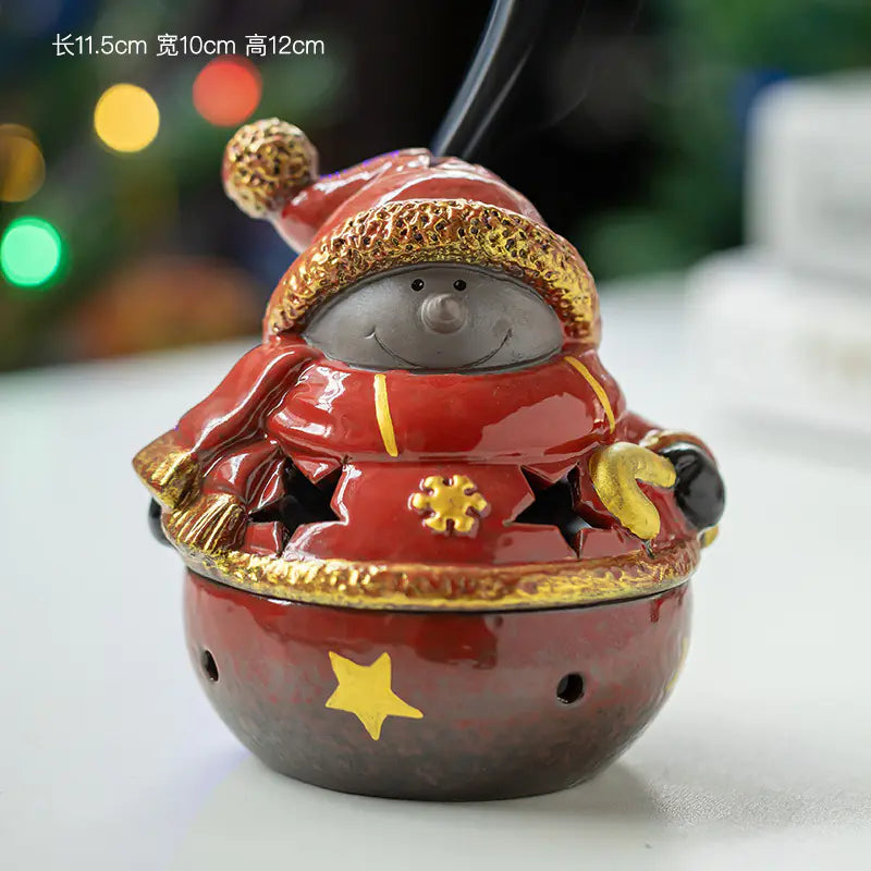 Ceramic Christmas Santa Snowman Incense Burner