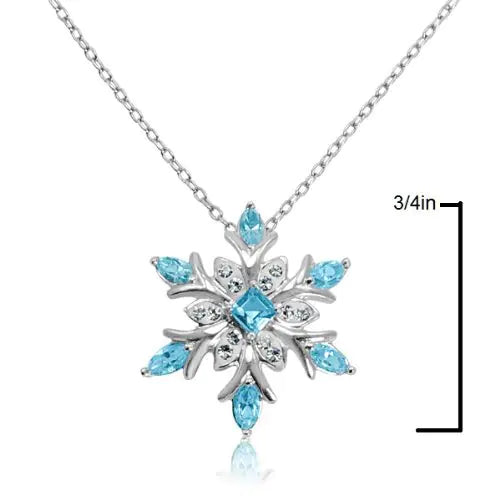 Stylish Gemstone Necklace with Zircon Christmas Snowflake