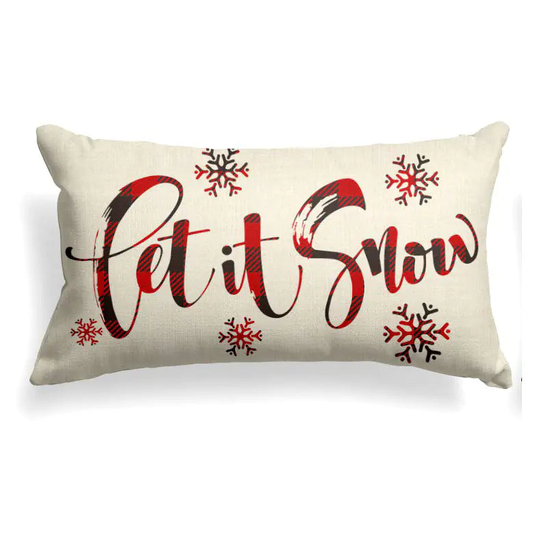 Long Christmas Linen Lumbar Cushion Cover for Office Seat