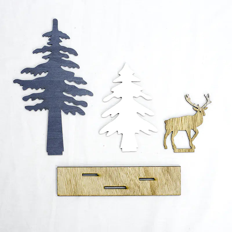 Wooden Christmas Reindeer Decorative Figure (Creative)