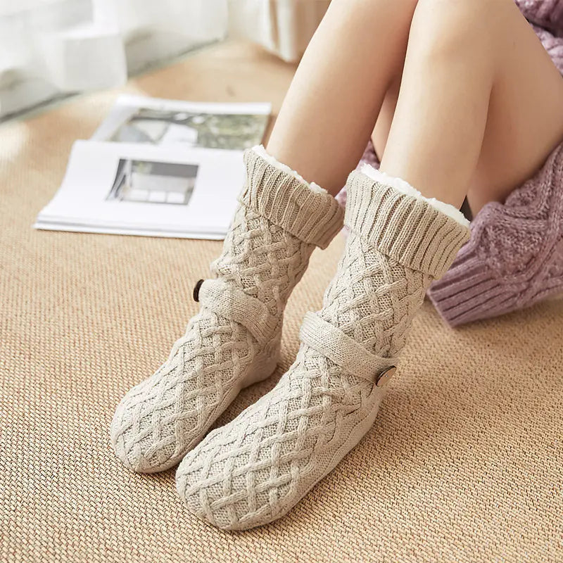 Lambswool Fleece-lined Christmas Floor Socks