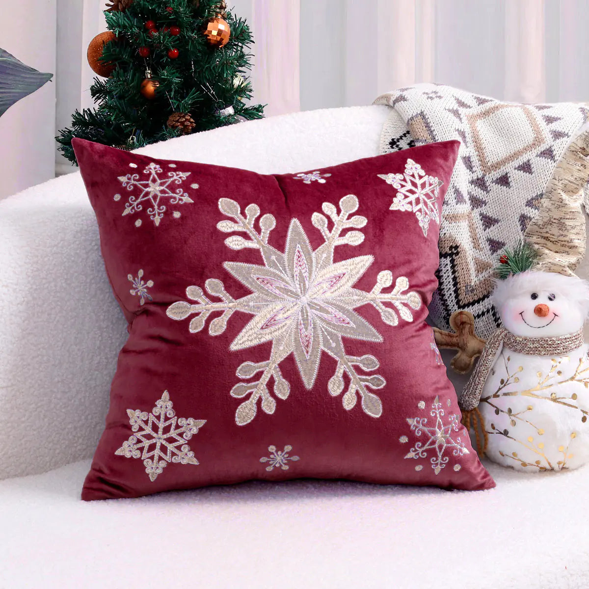 Christmas Tree Gold Foil Deer Cushion Cover 45x45 cm