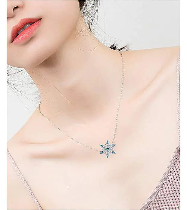 Stylish Gemstone Necklace with Zircon Christmas Snowflake