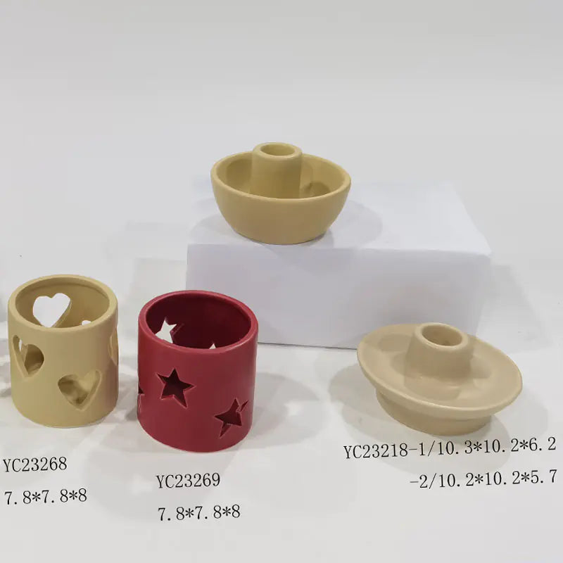 Creative Christmas Candle Holder with Glowing Ceramic House