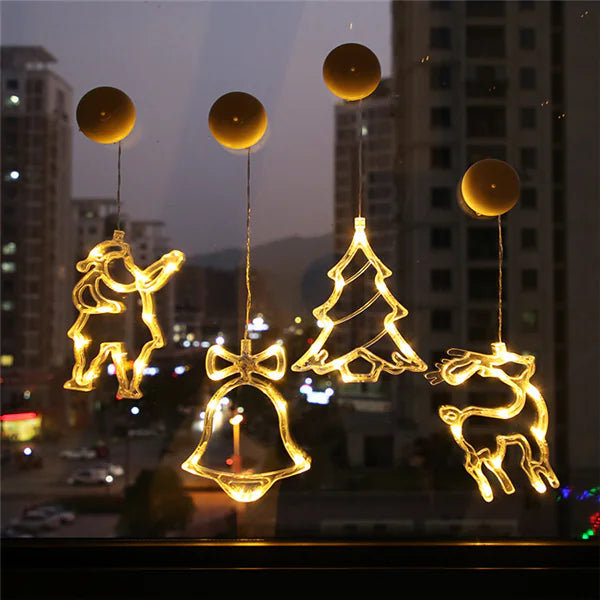 LED Christmas Star and Bell Suction Cup Lights