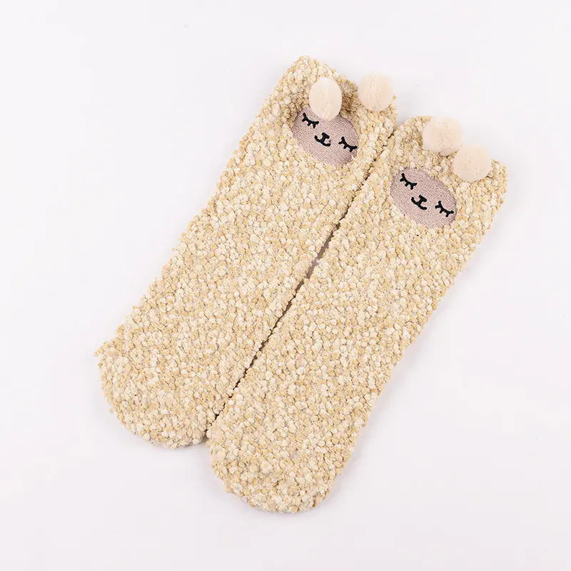 Christmas Cartoon Coral Fleece Terry Socks