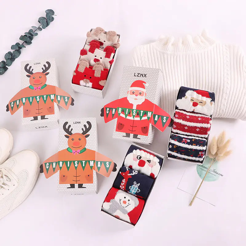 Women's Gift Boxed Christmas Socks - Cotton Trendy Style