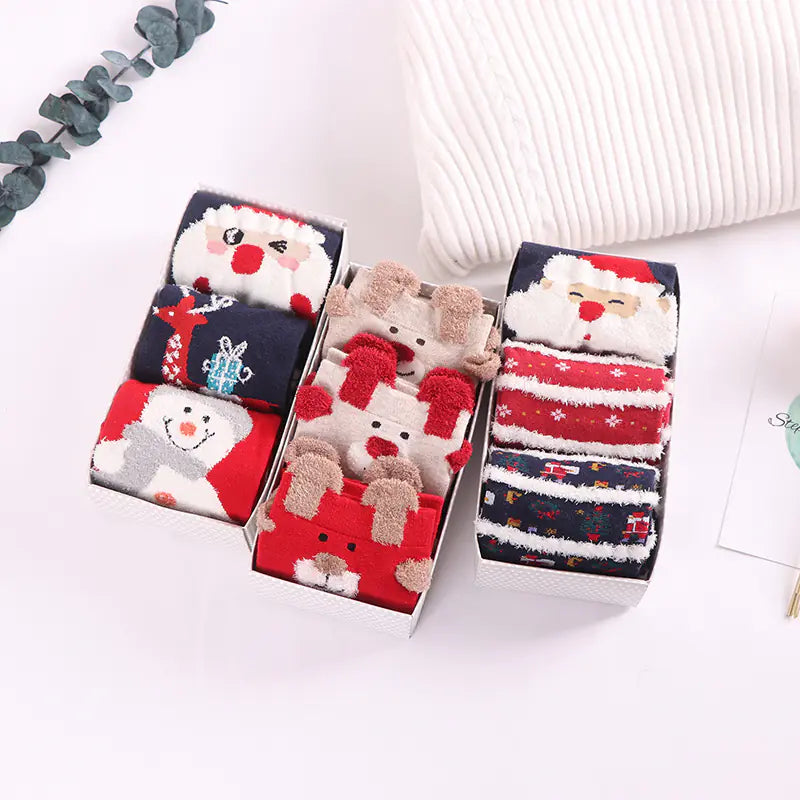 Women's Gift Boxed Christmas Socks - Cotton Trendy Style