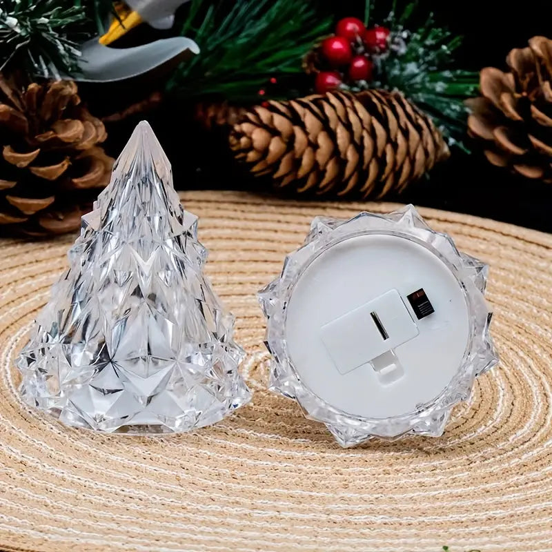 LED Flameless Crystal Mini Christmas Tree Night Light