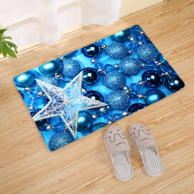 Fleece Christmas Door Mat and Non-Slip Bathroom Rug