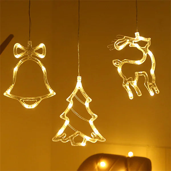 LED Christmas Star and Bell Suction Cup Lights