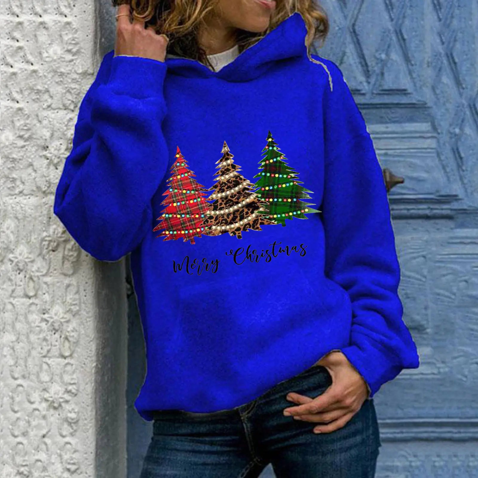Merry Christmas Tree Hoodie - Plus Size Loose Top