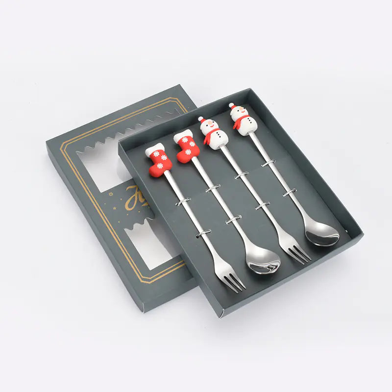 Stainless Steel Christmas Spoon Set with Forks