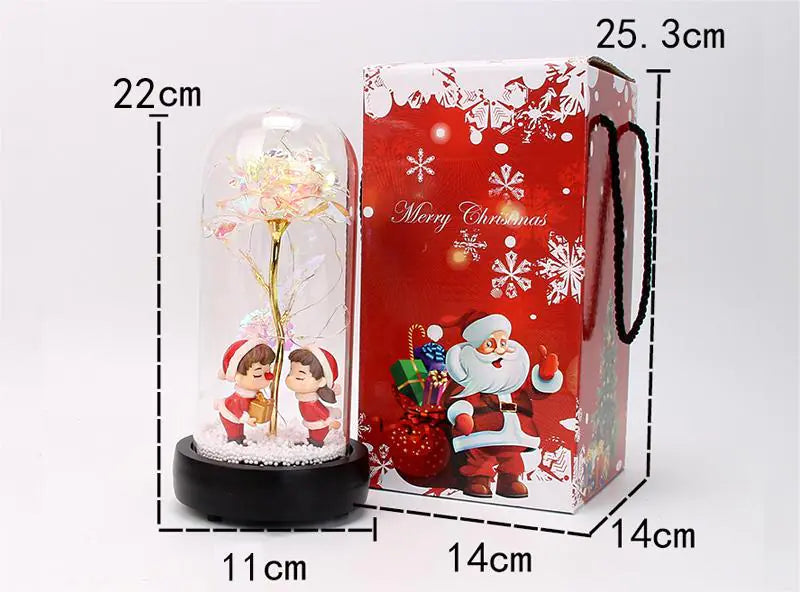 New Creative Christmas Gift Glass LED Lamp with Rose