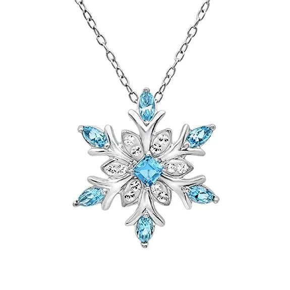 Stylish Gemstone Necklace with Zircon Christmas Snowflake