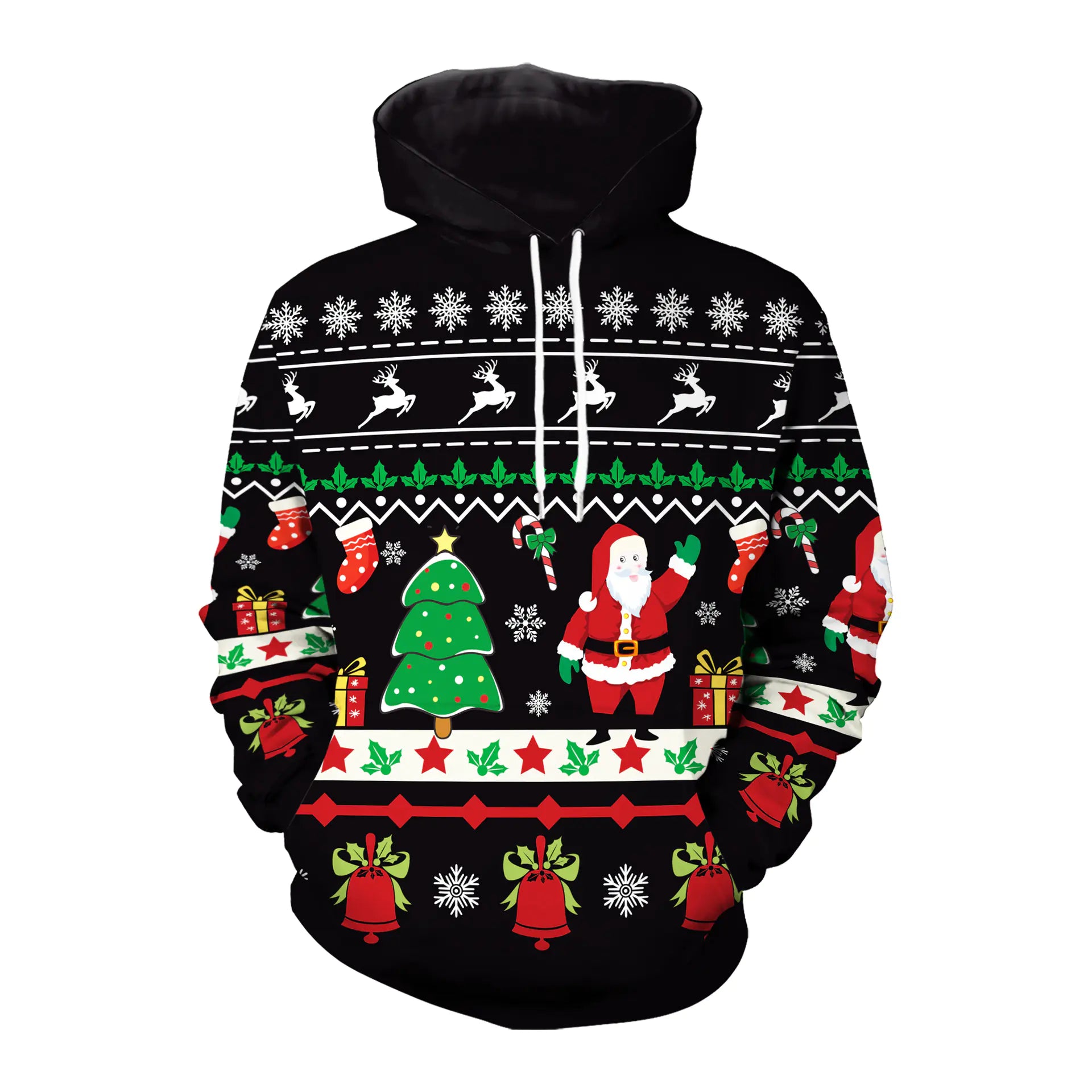 Elk Christmas Couple Hooded Sweater Print