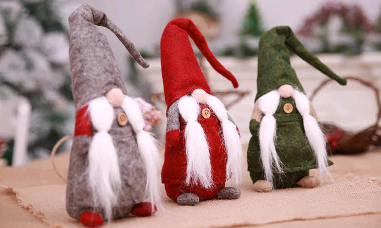 Christmas Decorations - Faceless Doll & Forest Santa Figurine