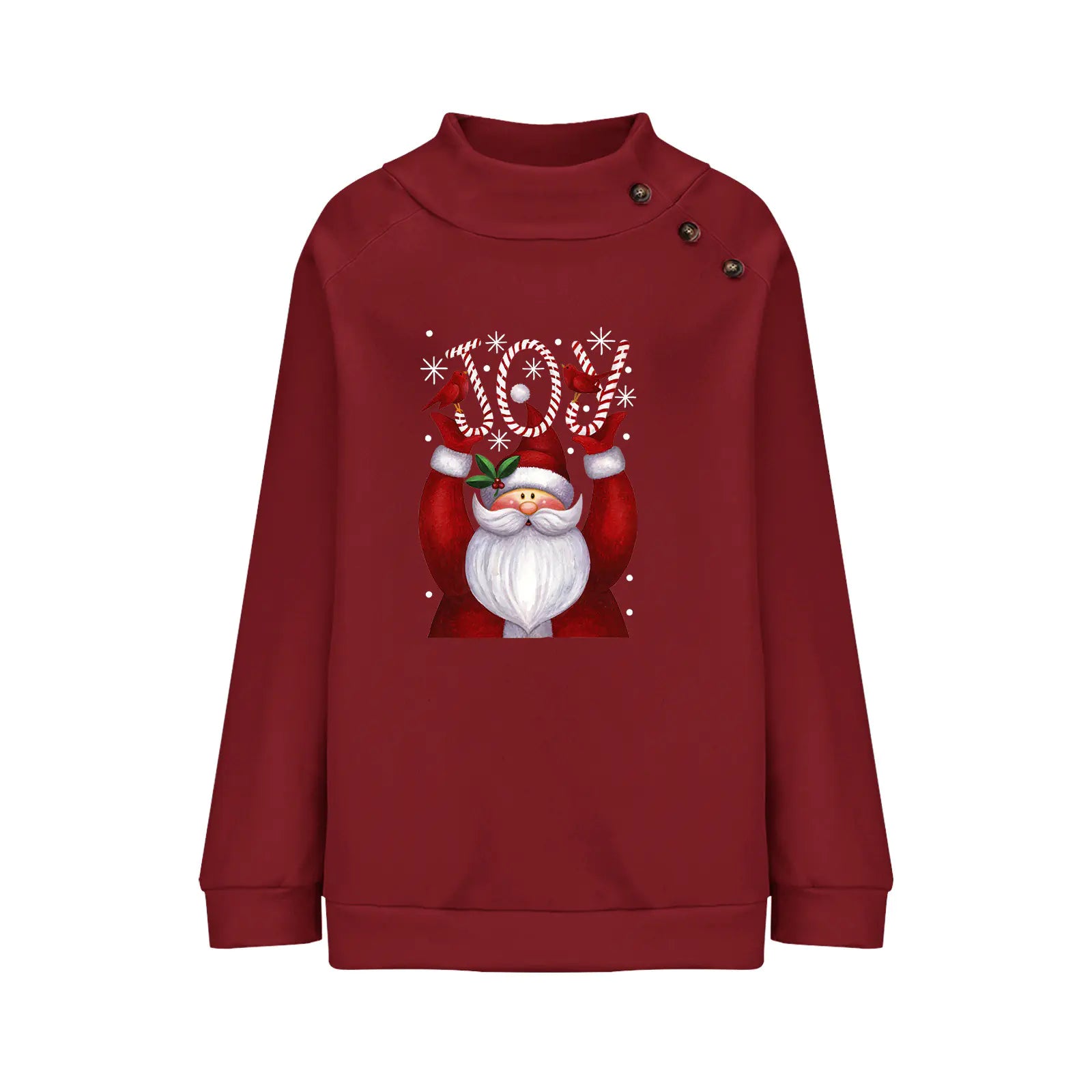 Printed Button Christmas Long Sleeve Sweatshirt for Women