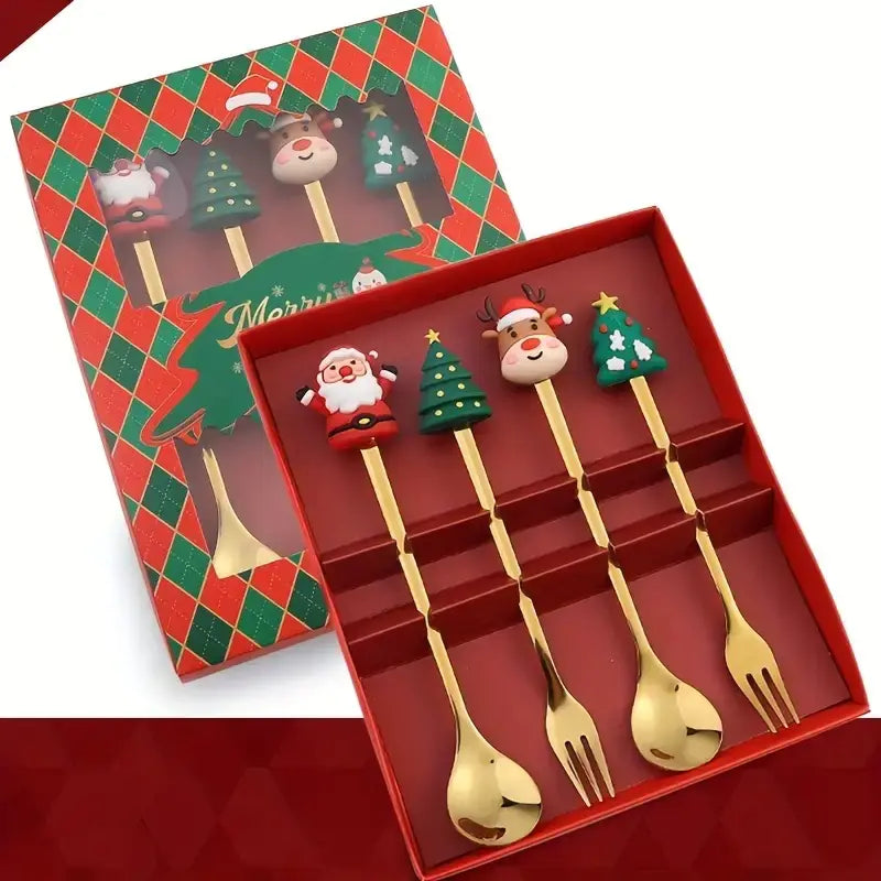 Stainless Steel Christmas Spoon Set with Forks
