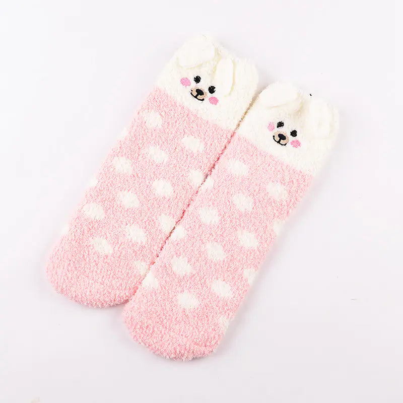 Christmas Cartoon Coral Fleece Terry Socks
