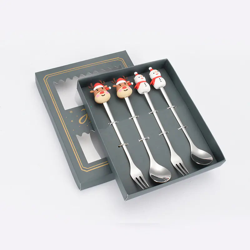 Stainless Steel Christmas Spoon Set with Forks