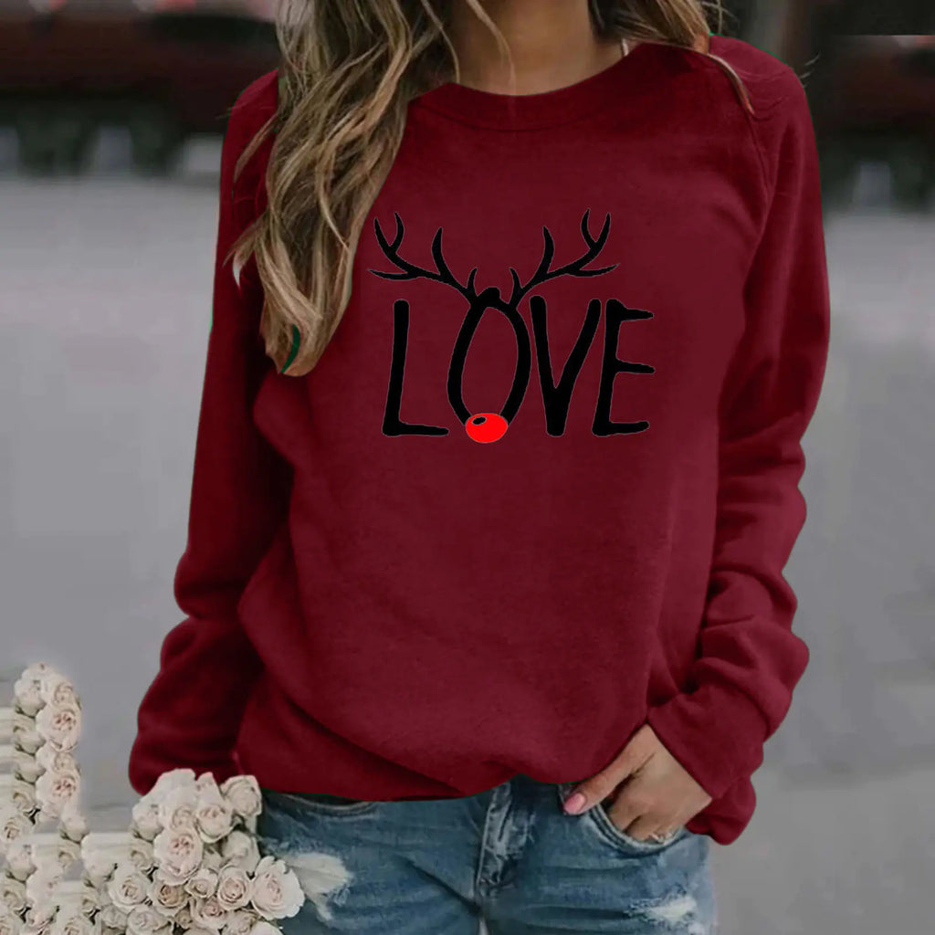 Christmas Pattern Printed Long Sleeve Sweatshirt for Women