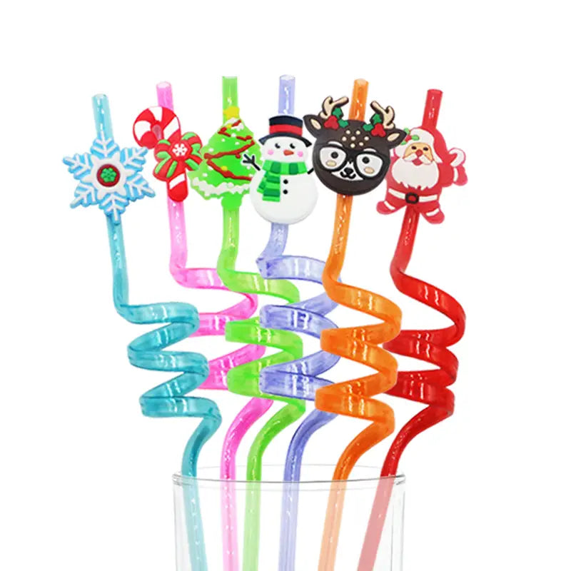 6-Piece Christmas Party Straw Set
