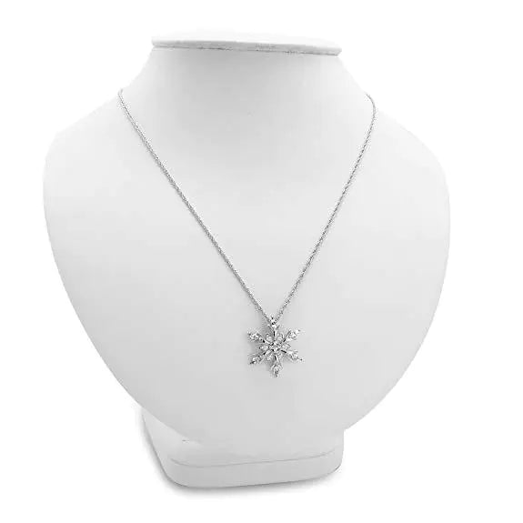 Stylish Gemstone Necklace with Zircon Christmas Snowflake
