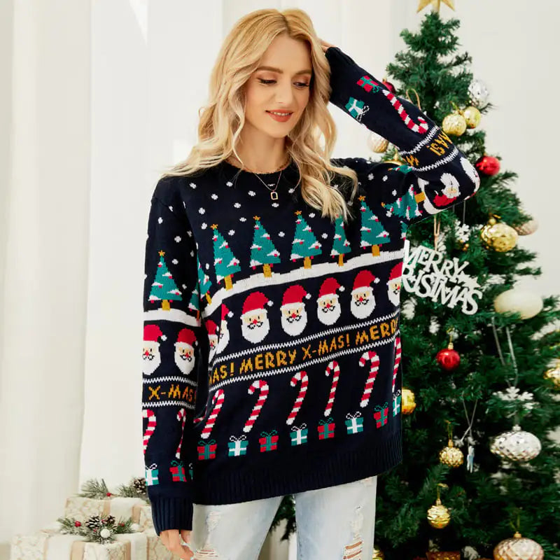 Women's Christmas Tree Snowman Sweater Pullover