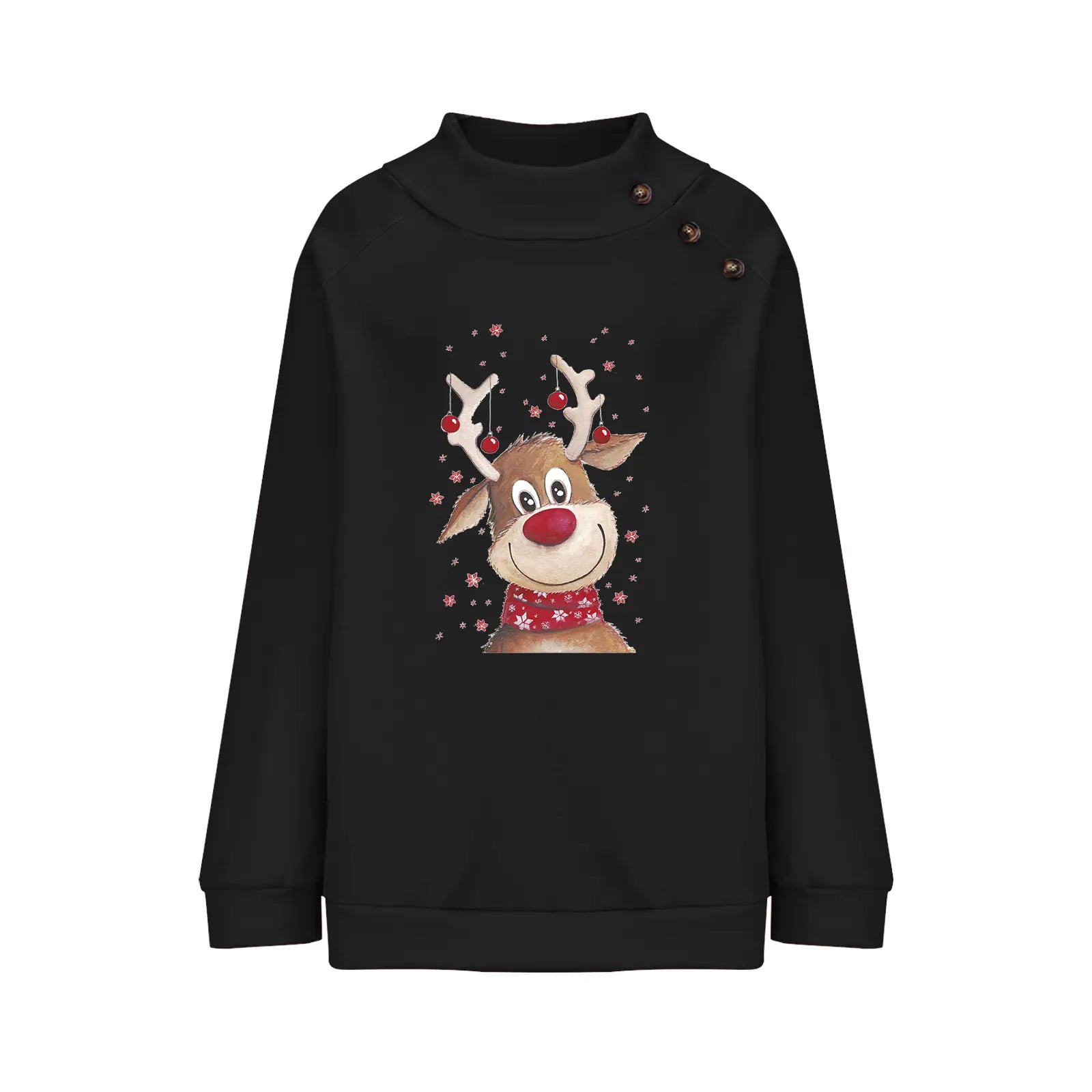 Fawn Loose Long Sleeve Christmas Sweatshirt for Women