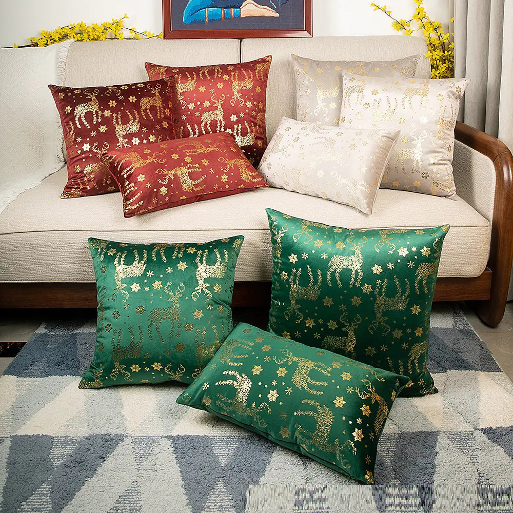 Netherlands Velvet Bronzing Christmas Pillow Cover
