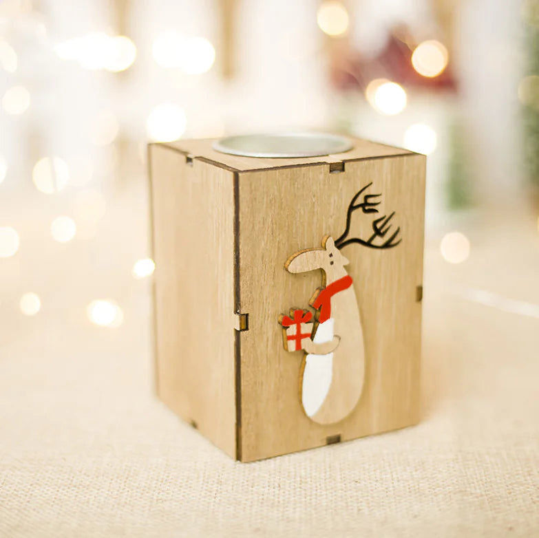 Creative Wooden Christmas Candleholder Decoration