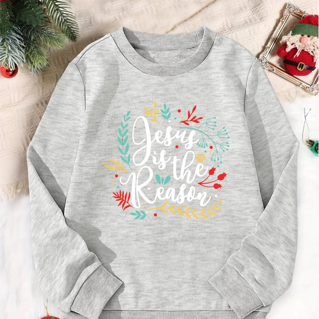 Christmas Printed Girls' Sports Sweater