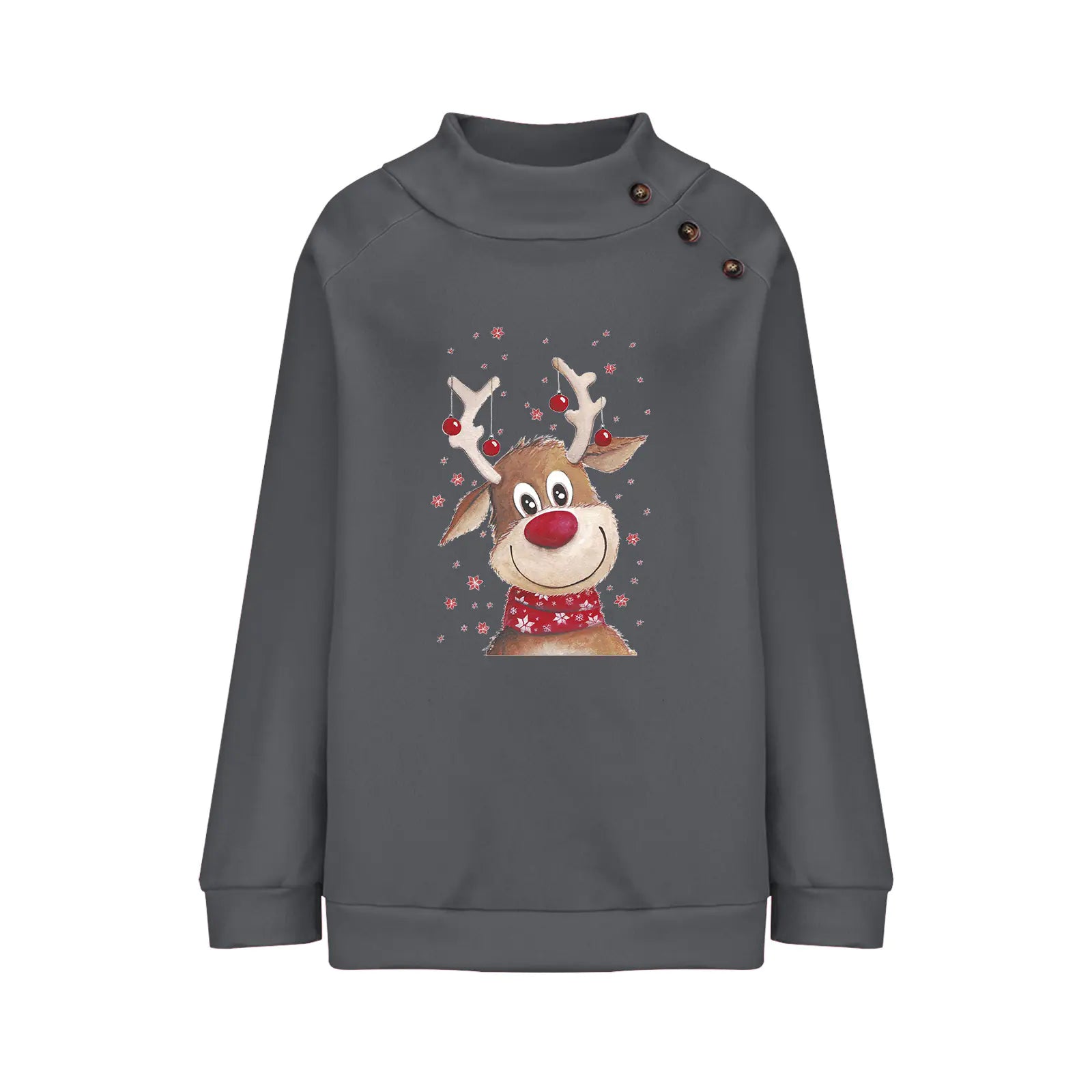 Fawn Loose Long Sleeve Christmas Sweatshirt for Women