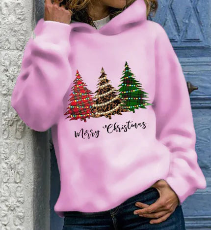 Merry Christmas Tree Hoodie - Plus Size Loose Top