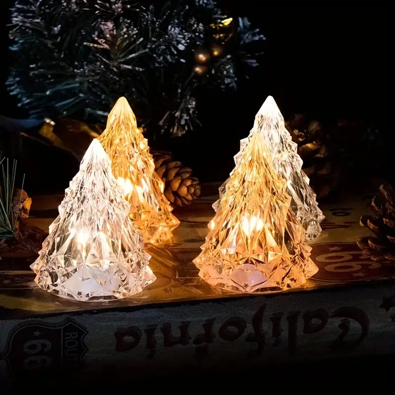 LED Flameless Crystal Mini Christmas Tree Night Light
